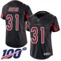 Wholesale Cheap Nike Cardinals #31 David Johnson Black Women's Stitched NFL Limited Rush 100th Season Jersey