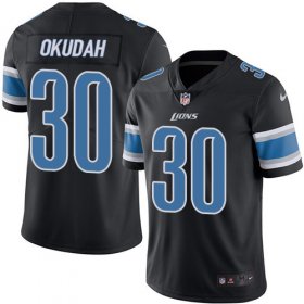 Wholesale Cheap Nike Lions #30 Jeff Okudah Black Men\'s Stitched NFL Limited Rush Jersey