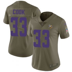 Wholesale Cheap Nike Vikings #33 Dalvin Cook Olive Women\'s Stitched NFL Limited 2017 Salute to Service Jersey