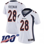 Wholesale Cheap Nike Broncos #28 Royce Freeman White Women's Stitched NFL 100th Season Vapor Limited Jersey