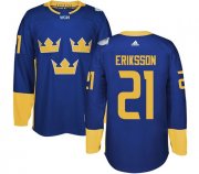 Wholesale Cheap Team Sweden #21 Loui Eriksson Blue 2016 World Cup Stitched NHL Jersey