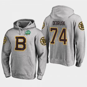 Wholesale Cheap Bruins #74 Jake DeBrusk Gray 2018 Winter Classic Fanatics Primary Logo Hoodie