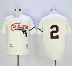 Wholesale Cheap Mitchell and Ness Colt.45s #2 Fox Stitched Cream Throwback MLB Jersey