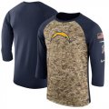 Wholesale Cheap Men's Los Angeles Chargers Nike Camo Navy Salute to Service Sideline Legend Performance Three-Quarter Sleeve T-Shirt
