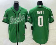 Wholesale Cheap Men's Philadelphia Eagles #0 DAndre Swift Green Cool Base Stitched Baseball Jersey