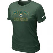 Wholesale Cheap Women's Nike Miami Dolphins Heart & Soul NFL T-Shirt Dark Green