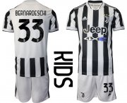 Wholesale Cheap Youth 2021-2022 Club Juventus home white 33 Adidas Soccer Jersey
