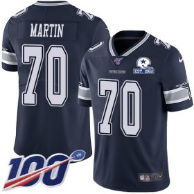 Wholesale Cheap Nike Cowboys #70 Zack Martin Navy Blue Team Color Men\'s Stitched With Established In 1960 Patch NFL 100th Season Vapor Untouchable Limited Jersey