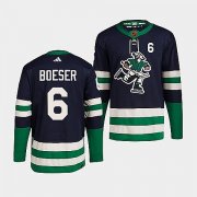 Wholesale Cheap Men's Vancouver Canucks #6 Brock Boeser Navy 2022 Reverse Retro Stitched Jersey