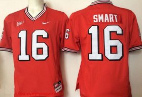 Wholesale Cheap Men\'s Georgia Bulldogs Coach #16 Kirby Smart Red Stitched College Football Nike NCAA Jersey