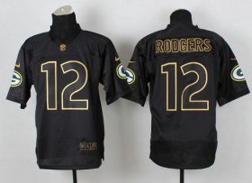 Wholesale Cheap Nike Packers #12 Aaron Rodgers Black Gold No. Fashion Men\'s Stitched NFL Elite Jersey