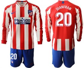 Wholesale Cheap Atletico Madrid #20 Juanfran Home Long Sleeves Soccer Club Jersey