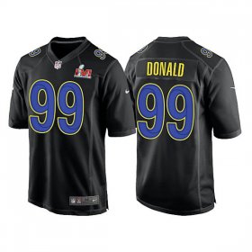 Wholesale Cheap Men\'s Los Angeles Rams #99 Aaron Donald 2022 Black Super Bowl LVI Game Stitched Jersey