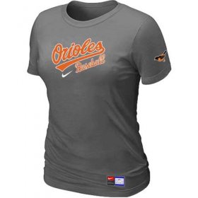 Wholesale Cheap Women\'s Baltimore Orioles Nike Short Sleeve Practice MLB T-Shirt Crow Grey