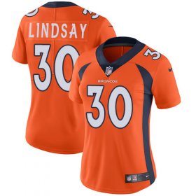Wholesale Cheap Nike Broncos #30 Phillip Lindsay Orange Team Color Women\'s Stitched NFL Vapor Untouchable Limited Jersey