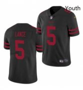 Wholesale Cheap Youth San Francisco 49ers #5 Trey Lance Jersey Black 2021 Limited Football