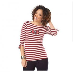 Wholesale Cheap San Francisco 49ers Lady Striped Boatneck Three-Quarter Sleeve T-Shirt