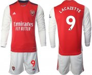 Wholesale Cheap Men 2021-2022 Club Arsenal home red Long Sleeve 9 Soccer Jersey