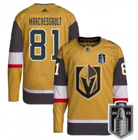 Wholesale Cheap Men\'s Vegas Golden Knights #81 Jonathan Marchessault Gold 2023 Stanley Cup Final Stitched Jersey