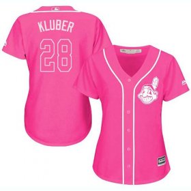 Wholesale Cheap Indians #28 Corey Kluber Pink Fashion Women\'s Stitched MLB Jersey