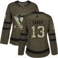 Wholesale Cheap Adidas Penguins #13 Brandon Tanev Green Salute to Service Women's Stitched NHL Jersey