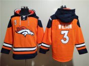 Wholesale Cheap Men's Denver Broncos #3 Russell Wilson Orange Ageless Must Have Lace Up Pullover Hoodie