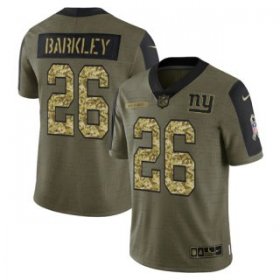 Wholesale Cheap Men\'s Olive New York Giants #26 Saquon Barkley 2021 Camo Salute To Service Limited Stitched Jersey
