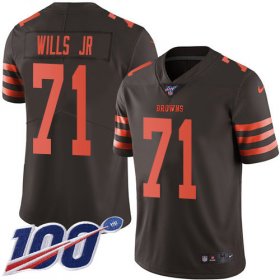 Wholesale Cheap Nike Browns #71 Jedrick Wills JR Brown Men\'s Stitched NFL Limited Rush 100th Season Jersey