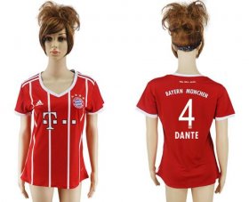 Wholesale Cheap Women\'s Bayern Munchen #4 Dante Home Soccer Club Jersey
