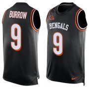 Wholesale Cheap Nike Bengals #9 Joe Burrow Black Team Color Men's Stitched NFL Limited Tank Top Jersey