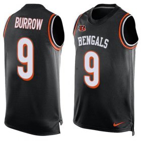 Wholesale Cheap Nike Bengals #9 Joe Burrow Black Team Color Men\'s Stitched NFL Limited Tank Top Jersey