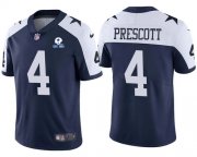 Wholesale Cheap Men Dallas Cowboys #4 Dak Prescott Navy Alternate 60th Anniversary Vapor Untouchable Stitched NFL Nike Limited Jersey