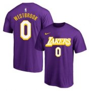 Wholesale Cheap Men's Purple Los Angeles Lakers #0 Russell Westbrook Basketball T-Shirt