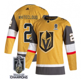 Wholesale Cheap Men\'s Vegas Golden Knights #2 Zach Whitecloud Gold 2023 Stanley Cup Champions Stitched Jersey