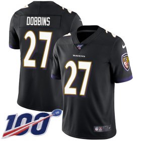 Wholesale Cheap Nike Ravens #27 J.K. Dobbins Black Alternate Youth Stitched NFL 100th Season Vapor Untouchable Limited Jersey