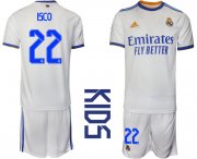 Wholesale Cheap Youth 2021-2022 Club Real Madrid home white 22 Soccer Jerseys