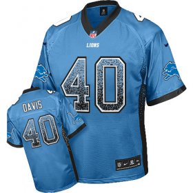 Wholesale Cheap Nike Lions #40 Jarrad Davis Blue Team Color Men\'s Stitched NFL Elite Drift Fashion Jersey