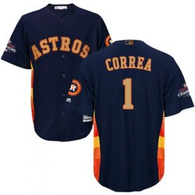 Wholesale Cheap Astros #1 Carlos Correa Navy Blue 2018 Gold Program Cool Base Stitched Youth MLB Jersey