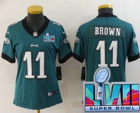 Cheap Women\'s Philadelphia Eagles #11 AJ Brown Limited Green Super Bowl LVII Vapor Jersey