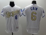Wholesale Cheap Royals #6 Lorenzo Cain White 2015 World Series Champions Gold Program FlexBase Authentic Stitched MLB Jersey