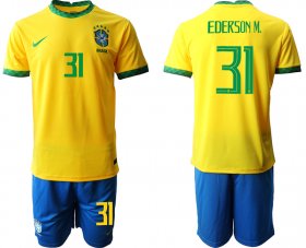 Wholesale Cheap Men 2020-2021 Season National team Brazil home yellow 31 Soccer Jersey