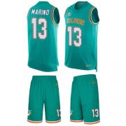 Wholesale Cheap Nike Dolphins #13 Dan Marino Aqua Green Team Color Men's Stitched NFL Limited Tank Top Suit Jersey
