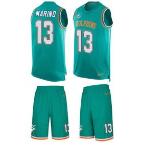 Wholesale Cheap Nike Dolphins #13 Dan Marino Aqua Green Team Color Men\'s Stitched NFL Limited Tank Top Suit Jersey
