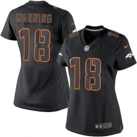 Wholesale Cheap Nike Broncos #18 Peyton Manning Black Impact Women\'s Stitched NFL Limited Jersey