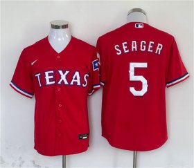 Cheap Men\'s Texas Rangers #5 Corey Seager Red With Patch Cool Base Stitched Baseball Jersey