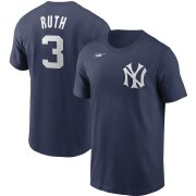 Wholesale Cheap New York Yankees #3 Babe Ruth Nike Cooperstown Collection Name & Number T-Shirt Navy
