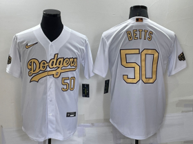 Wholesale Men\'s Los Angeles Dodgers #50 Mookie Betts Number White 2022 All Star Stitched Cool Base Nike Jersey