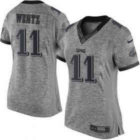 Wholesale Cheap Nike Eagles #11 Carson Wentz Gray Women\'s Stitched NFL Limited Gridiron Gray Jersey