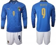 Wholesale Cheap Men 2021 European Cup Italy home Long sleeve 9 soccer jerseys