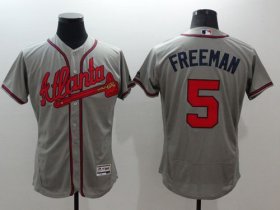 Wholesale Cheap Braves #5 Freddie Freeman Grey Flexbase Authentic Collection Stitched MLB Jersey